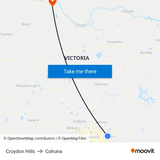 Croydon Hills to Cohuna map