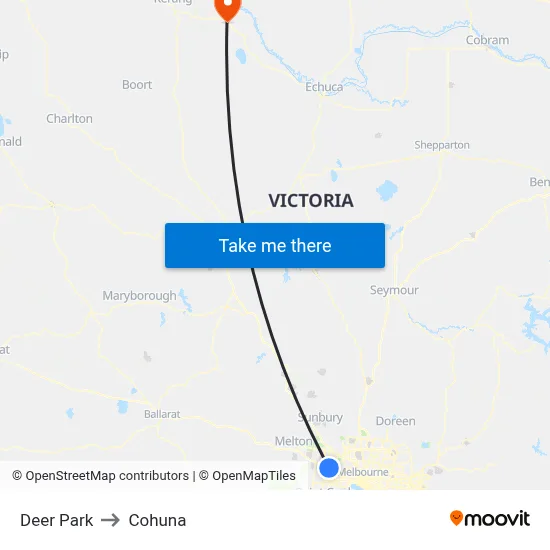 Deer Park to Cohuna map