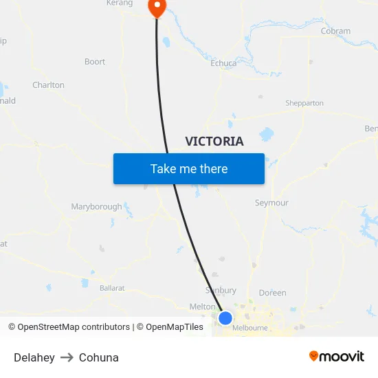 Delahey to Cohuna map