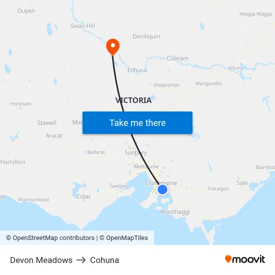 Devon Meadows to Cohuna map