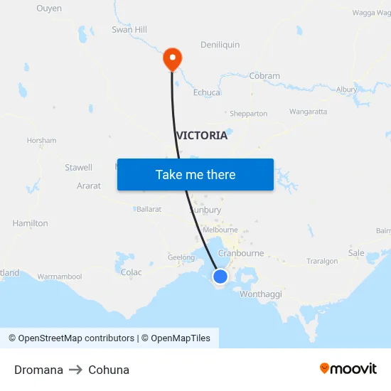 Dromana to Cohuna map