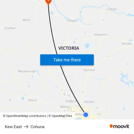 Kew East to Cohuna map