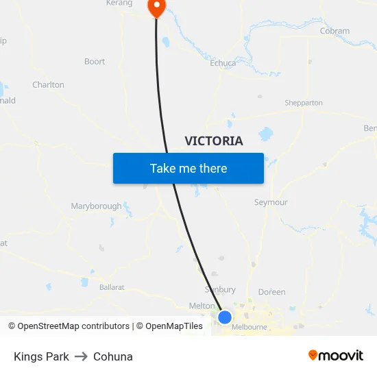 Kings Park to Cohuna map