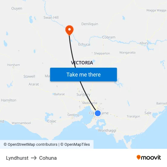 Lyndhurst to Cohuna map