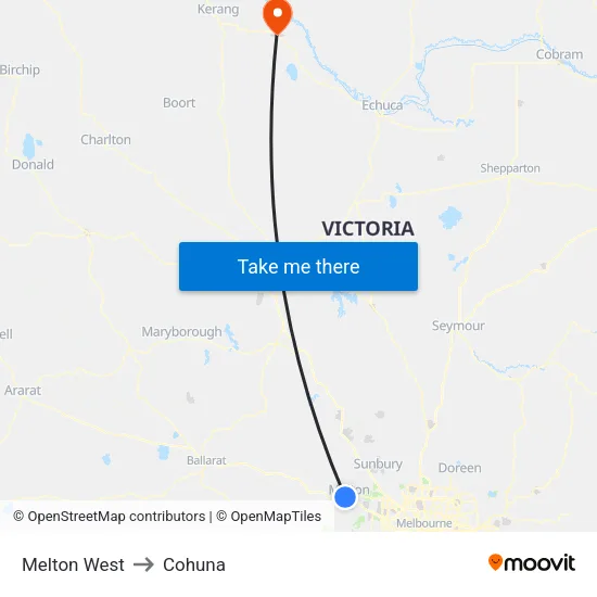 Melton West to Cohuna map