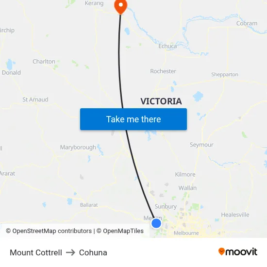 Mount Cottrell to Cohuna map