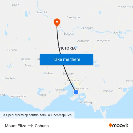 Mount Eliza to Cohuna map