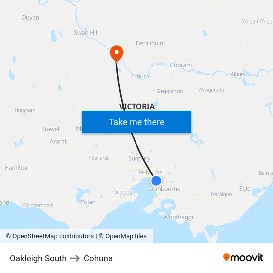 Oakleigh South to Cohuna map