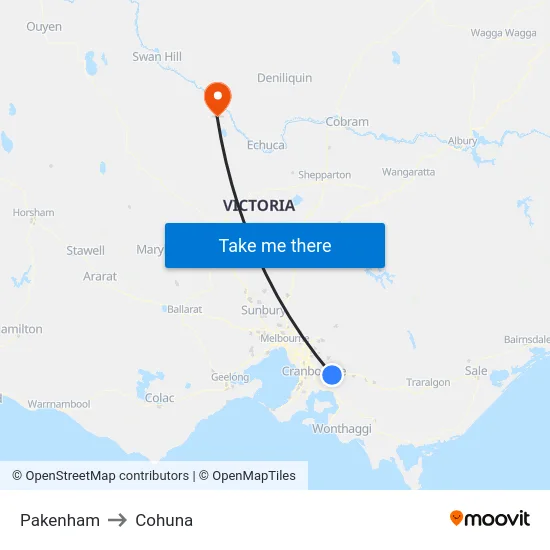 Pakenham to Cohuna map