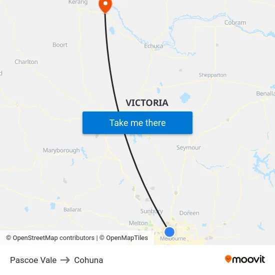 Pascoe Vale to Cohuna map