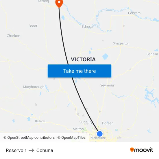 Reservoir to Cohuna map