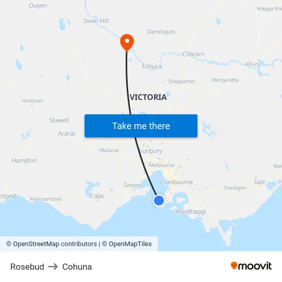 Rosebud to Cohuna map