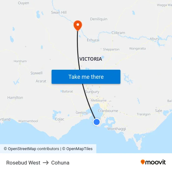 Rosebud West to Cohuna map