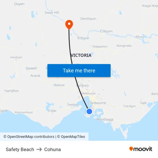 Safety Beach to Cohuna map