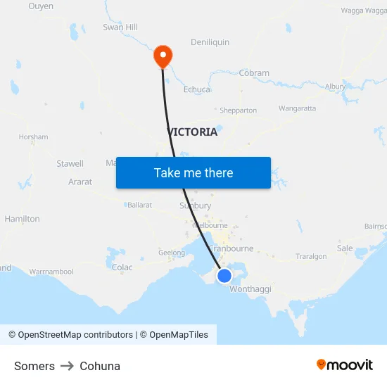Somers to Cohuna map