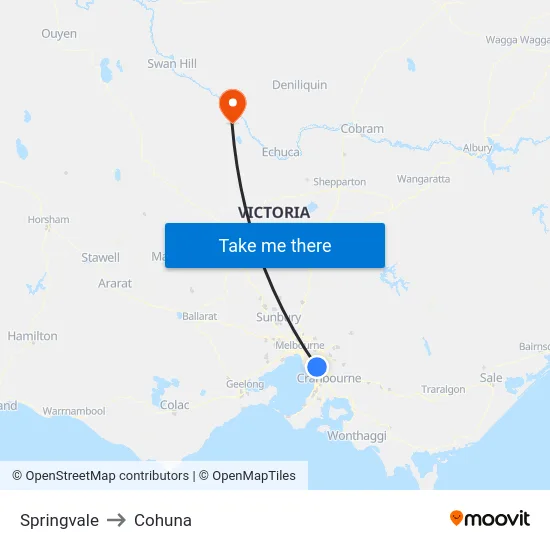 Springvale to Cohuna map
