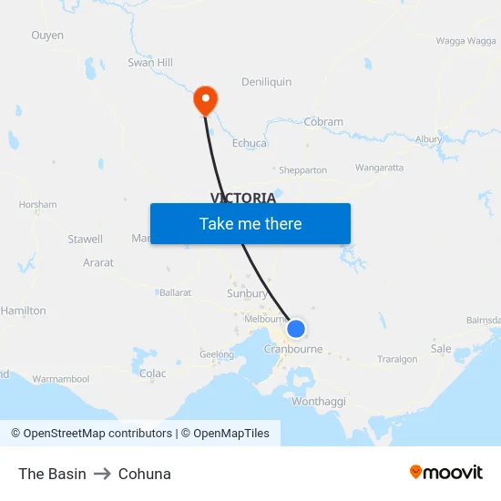 The Basin to Cohuna map
