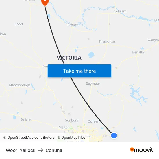 Woori Yallock to Cohuna map