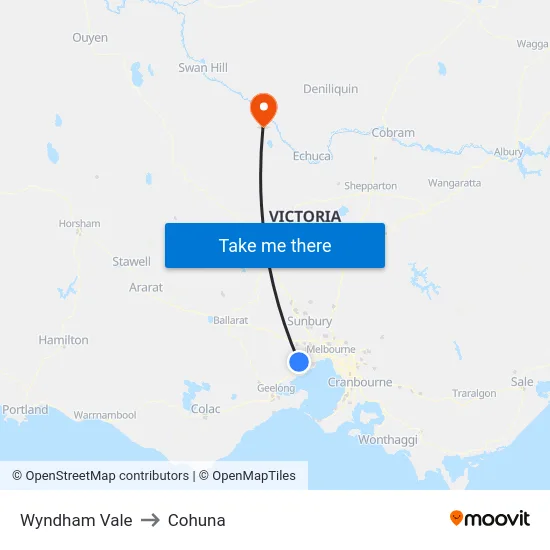 Wyndham Vale to Cohuna map