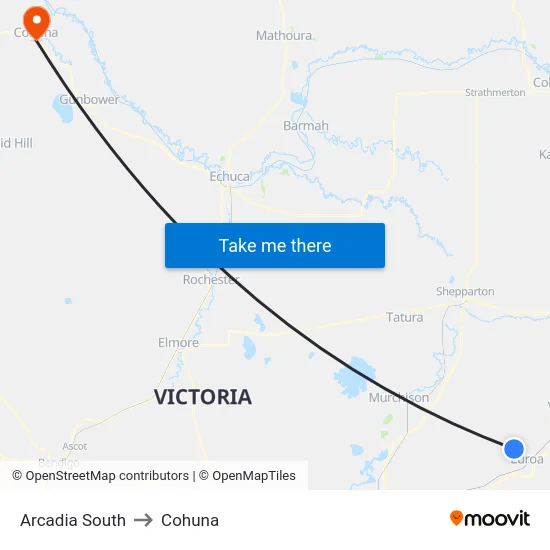 Arcadia South to Cohuna map