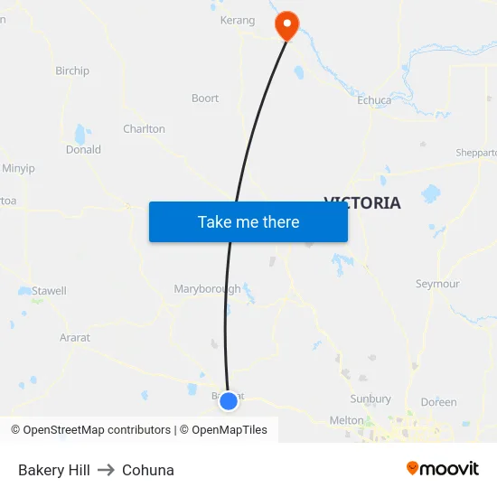 Bakery Hill to Cohuna map