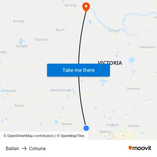Ballan to Cohuna map
