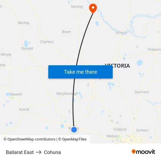 Ballarat East to Cohuna map