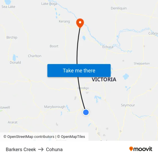 Barkers Creek to Cohuna map