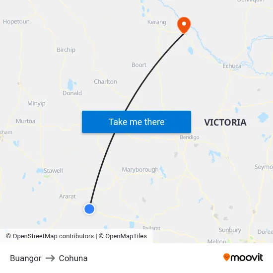 Buangor to Cohuna map