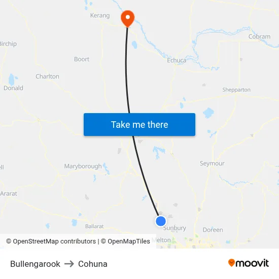 Bullengarook to Cohuna map