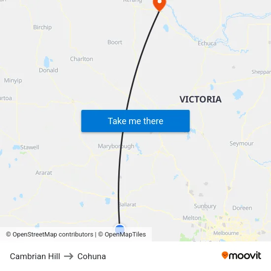 Cambrian Hill to Cohuna map