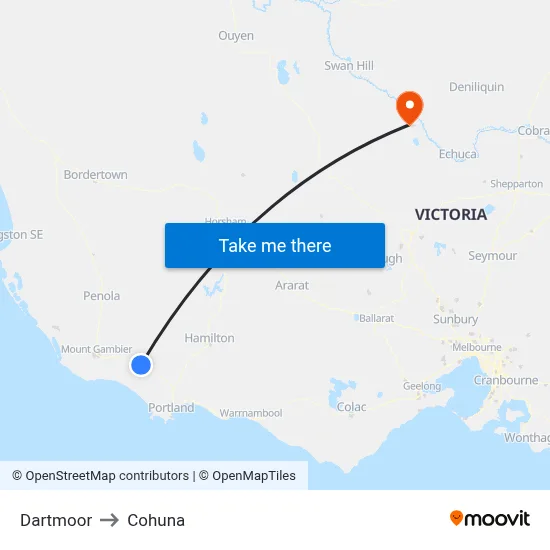 Dartmoor to Cohuna map