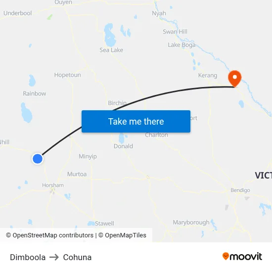 Dimboola to Cohuna map