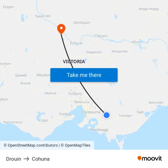 Drouin to Cohuna map