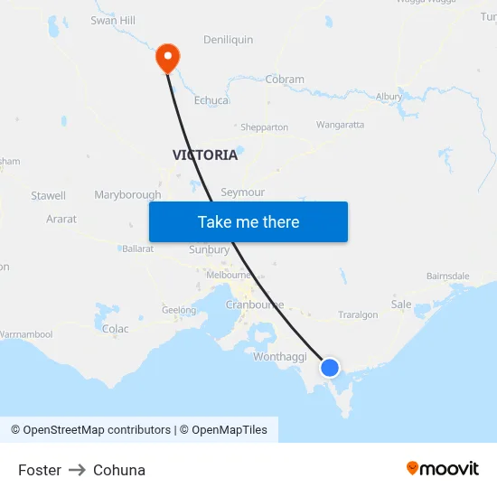 Foster to Cohuna map