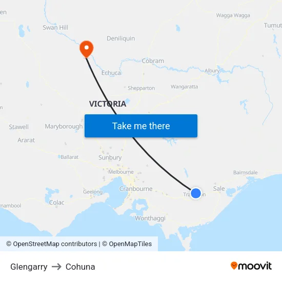 Glengarry to Cohuna map