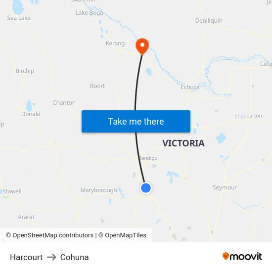 Harcourt to Cohuna map