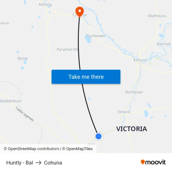 Huntly - Bal to Cohuna map