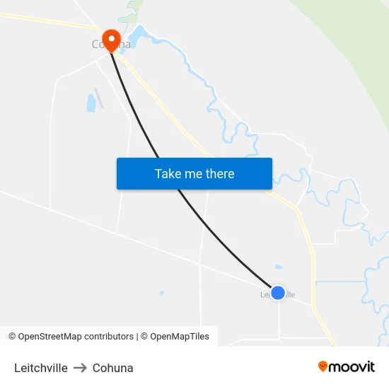Leitchville to Cohuna map
