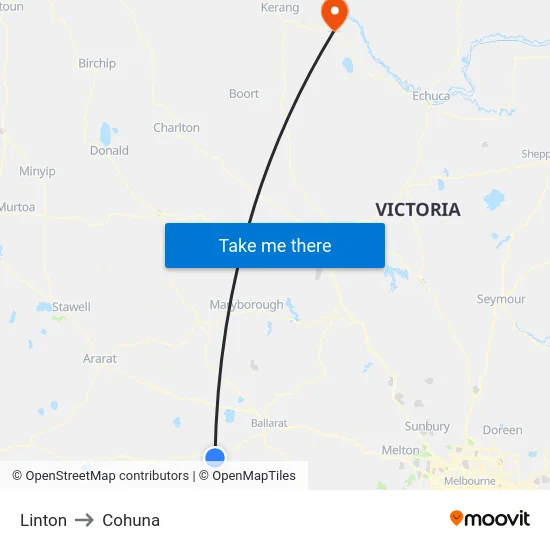 Linton to Cohuna map