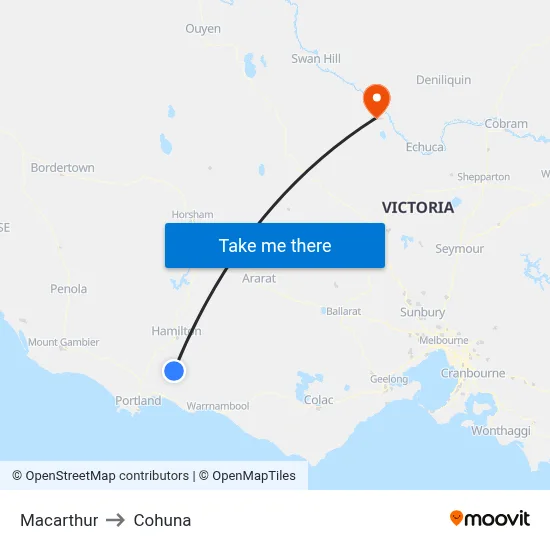 Macarthur to Cohuna map
