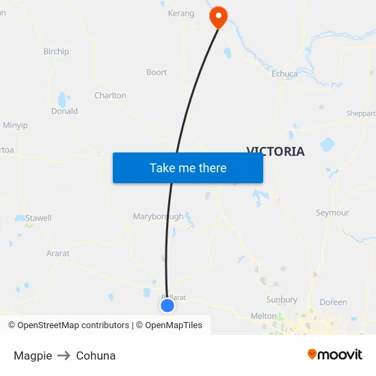 Magpie to Cohuna map