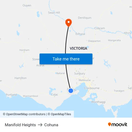 Manifold Heights to Cohuna map