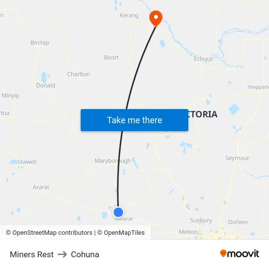Miners Rest to Cohuna map
