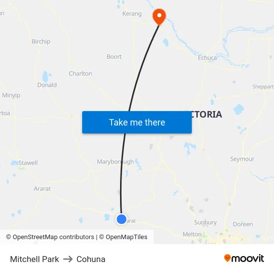 Mitchell Park to Cohuna map