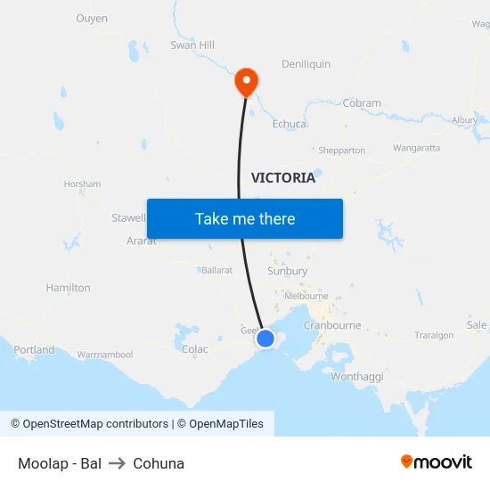 Moolap - Bal to Cohuna map