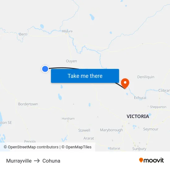 Murrayville to Cohuna map