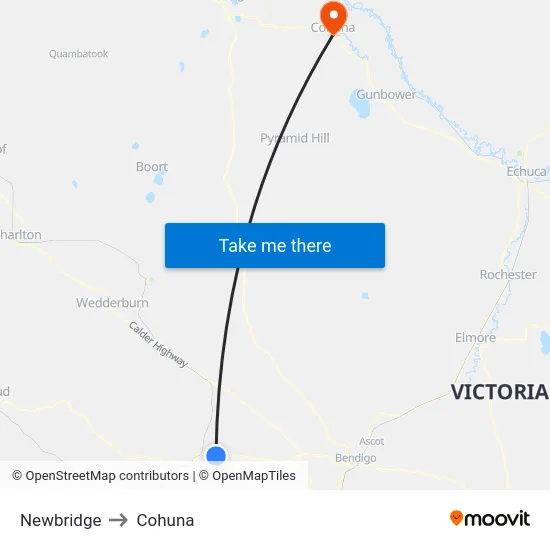 Newbridge to Cohuna map
