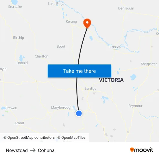 Newstead to Cohuna map
