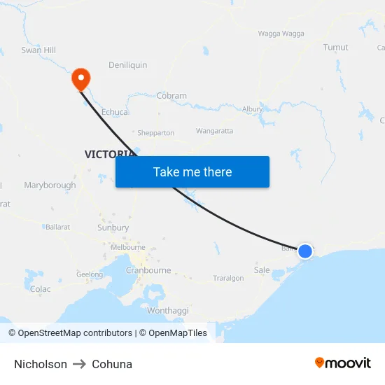 Nicholson to Cohuna map